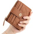 thumbnail image 4 of Cartera pequeña acolchada para mujer, de piel sintética, plegable, con bloqueo RFID, de gran capacidad, con bolsillo para monedas con cremallera, color marrón, 4 of 5