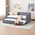 thumbnail image 6 of Newboti Furniture Twin Upholstered Daybed Frame with Trundle, Twin Size Sofa Bed for Bedroom Living Room Guest Room, Wood Slat Support,Grey BN.6014, 6 of 16