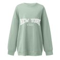 thumbnail image 4 of Cnbwig Pullover Sweatshirts Tops Womens Letter Print Sweatshirt Crewneck Long Sleeve Drop Shoulder Loose Fit Casual Sweatshirt Hooded Sweatshirts Ladies Tops A16-Light Green XL, 4 of 4