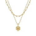thumbnail image 1 of Colliers Initiaux Superposés pour Femmes, Collier Chaîne Trombone Simple Mignon Pendentif Lettre Hexagonale Collier Ras du Cou Initial Or Colliers Superposés pour Femmes, Or, 1 of 5