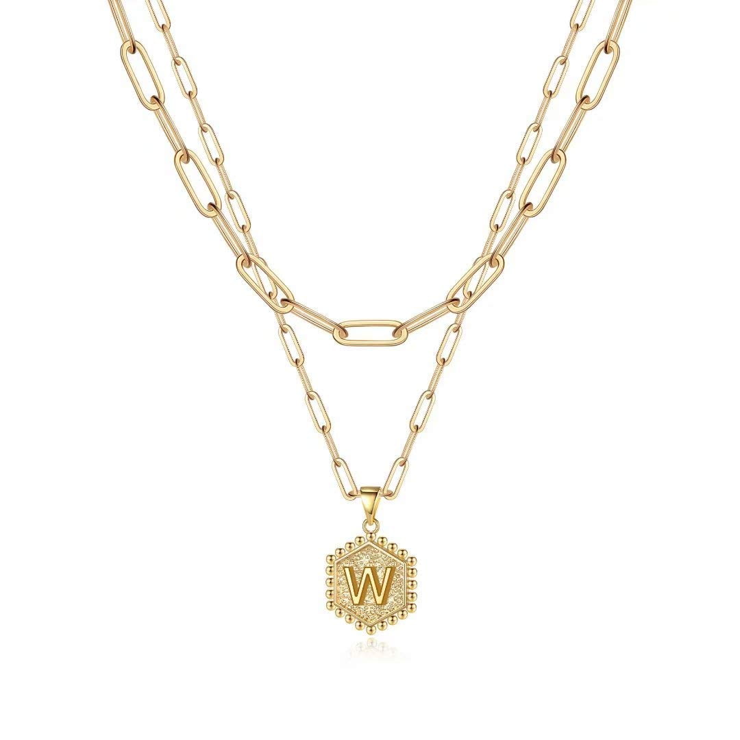 Hexagon initial necklace best sale