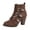 Brown, variant on EKVAHL Women's Buckle Strap Ankle Booties, Faux Suede Round Toe Chunky High Heel Booties, Retro Style Fall Winter Daily Outdoor Booties Brown
