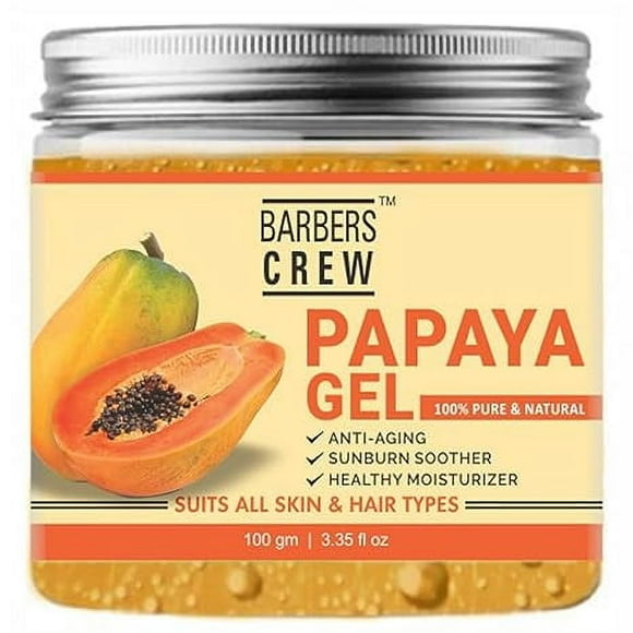BARBERS CREW Pure & Organic Soothing Papaya Gel For Face, Skin and Hair � Best Multipurpose Beauty Gel | Paraben & Sulphate Free (100 gm)