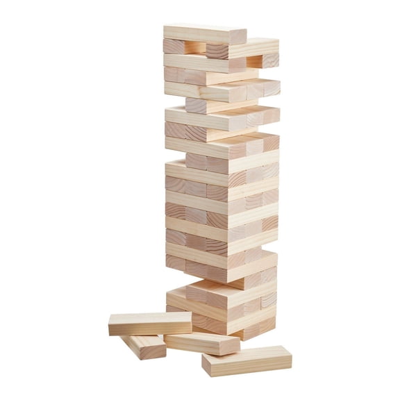 Tumbling Timber Blocks - Giant Tumble Tower Game, 60 Pine Wood Blocks, 7.1" x 2.4" x 1.2", Family & Outdoor Games