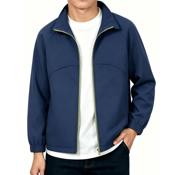 CYRBOKO Boys Lightweight Jackets, Waterproof Lightweight Long Sleeve Fall Warm Windbreaker Outerwear Blue Size 12-13 T