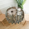 thumbnail image 2 of Rustic Daisy Round Tablecloth 60 Inch Vintage Sunflowers on Wooden Board Circular Barnwood Cloth, Shabby Chic Flower Cover for Dining Kitchen Parties, Cabin Farmhouse Decor, 2 of 6