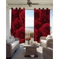 thumbnail image 2 of Red Roses Blackout Curtains for Bedroom/Living Room, Thermal Insulated Kitchen Curtains, Valentine's Day Flowers Floral Vintage Grommet Darkening Window Treatment Drapes 52"x72"x2, 2 of 8