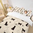 thumbnail image 3 of jejeloiu Beige Cat Silhouette Pattern Duvet Cover Set Kids,Minimal Print Bedding Full For Girl,Reversible,3pcs(No Comforter), 3 of 6