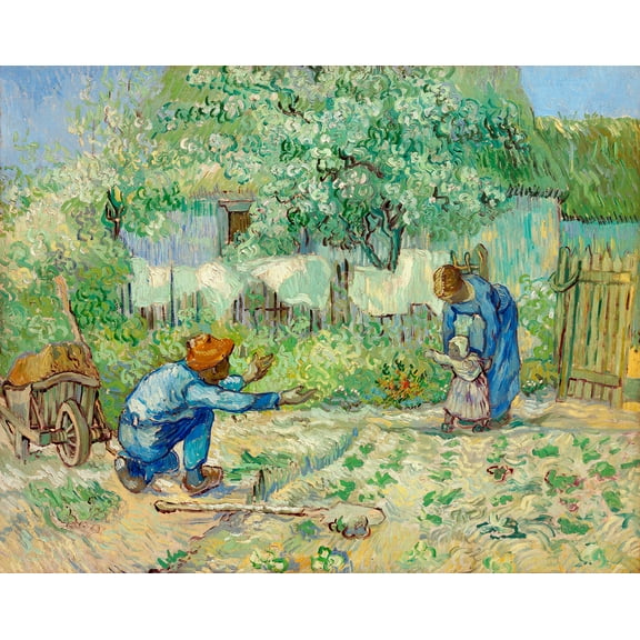 First Steps by Vincent van Gogh - 12" x 18" Art Print Wall Decor