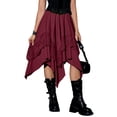 thumbnail image 2 of Women'S Renaissance Flowy Fairy Skirt Y2k Contrast Lace Layered Asymmetrical Midi Skirts Deep Red S, 2 of 9