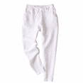 thumbnail image 2 of Linen Pants for Women Summer Casual High Waisted Drawstring Beach Pant White 2XL, 2 of 4