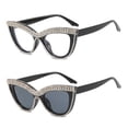 thumbnail image 4 of Qarigey 1 par de gafas de mujer con montura de PC, lentes de resina, bonitas gafas elegantes de cristal con diamantes de imitación para Type3 NO3, 4 of 6