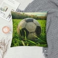 thumbnail image 2 of Fenyluxe Decorative Couch Throw Pillow Covers, Square Set Cushion Case, Soft Couch Pillow Covers - Green Grass Soccer 18x18in, 2 of 5