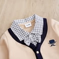 thumbnail image 3 of Baby Boy Gentleman Jumpsuit - Cotton Beige Checkered Collar, 3 of 11
