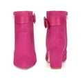 thumbnail image 5 of BLISSFUL STEP Women's Ankle Boots Chunky Heel Pointed Toe Buckle Strap Zipper Faux Suede Fuchsia 9, 5 of 6