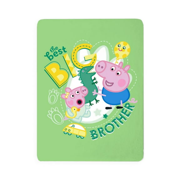 CafePress - Peppa Pig: The Best Big Brother - Large Sherpa Fleece Throw Blanket 80" x 60"