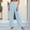 Light Blue wide leg palazzo pants for women a1, variant on Cagogo Women's High Waisted Wide Leg Pleated Palazzo Pants Summer Casual Loose Elastic Lounge Long Trousers Beach Vacation Work Clothes, Coffee M