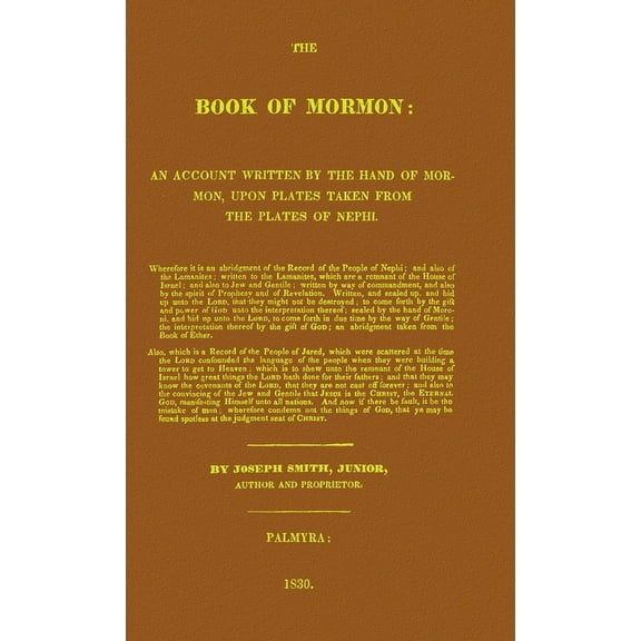 Book of Mormon 1830 Replica: Cumorah Facsimile Edition, (Hardcover)