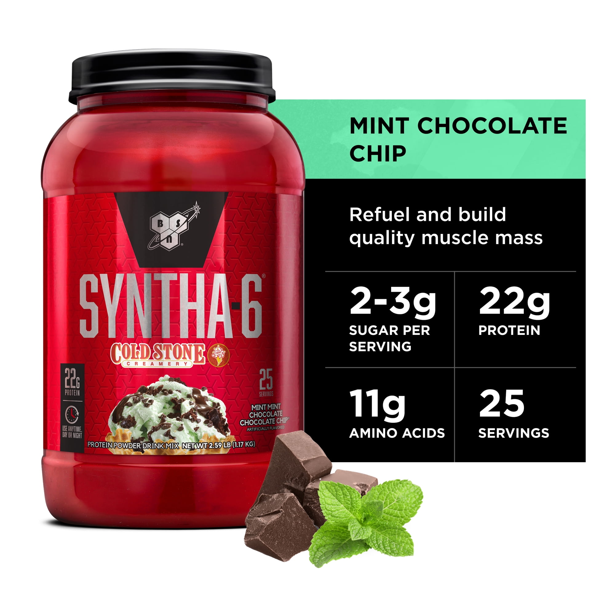 Syntha-6, Cold Stone Creamery, Mint Mint Chocolate Chocolate Chip, 2.59 lb (1.17 kg), BSN