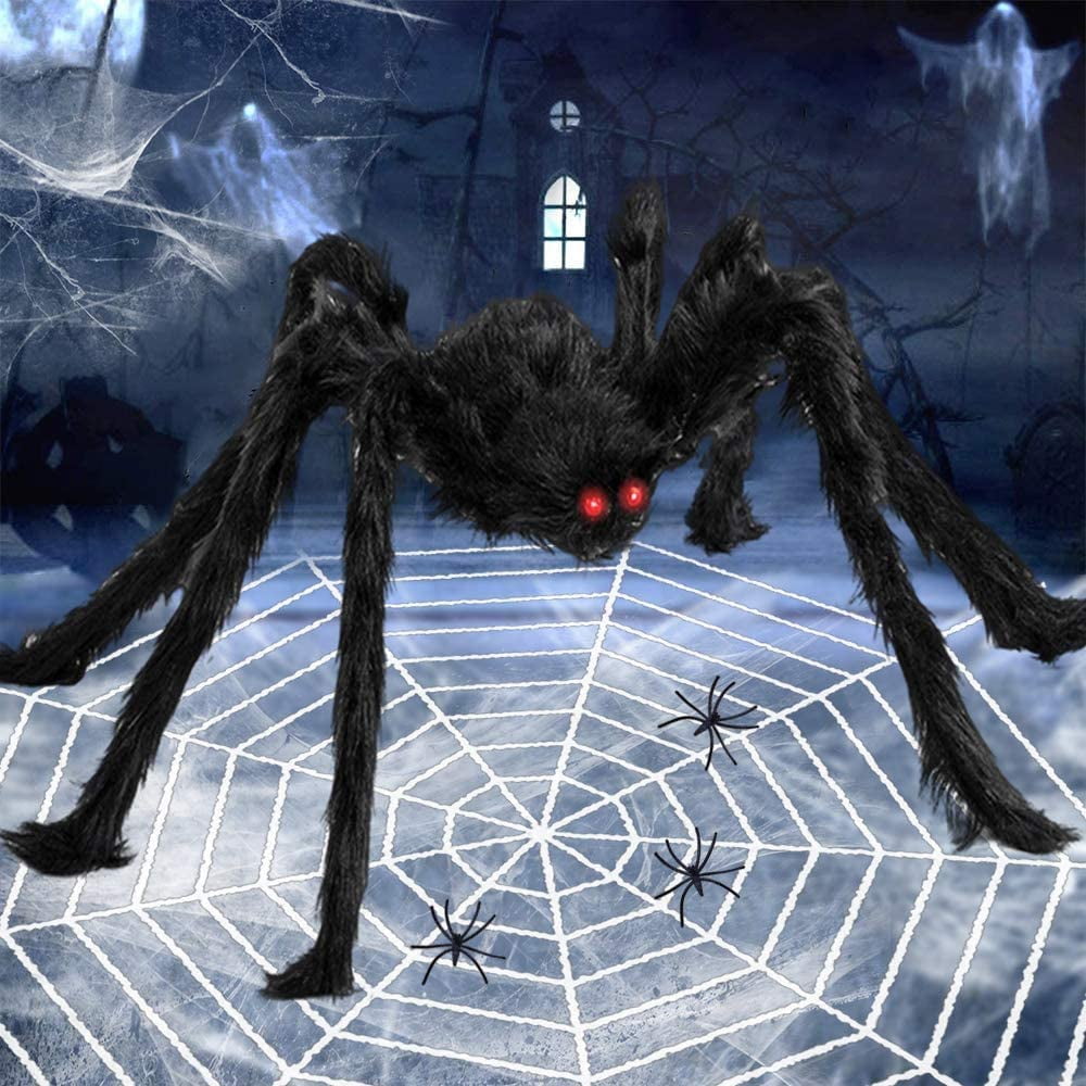 Spider Web With Spiders Halloween Decoration Stretchy Cobweb