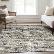 Addison Rugs Chantille Indoor/Outdoor Transitional Stripes Taupe Washable Rectangle Rug, 8' x 10'