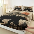 thumbnail image 3 of Feelyou Rustic Wildlife Bear Bed Sheets for Adult, Brown Wooden Plank King Sheets, Jungle Mountain Sun Sheet Set, Luxury Bedroom Decor, 4-Piece, 3 of 7