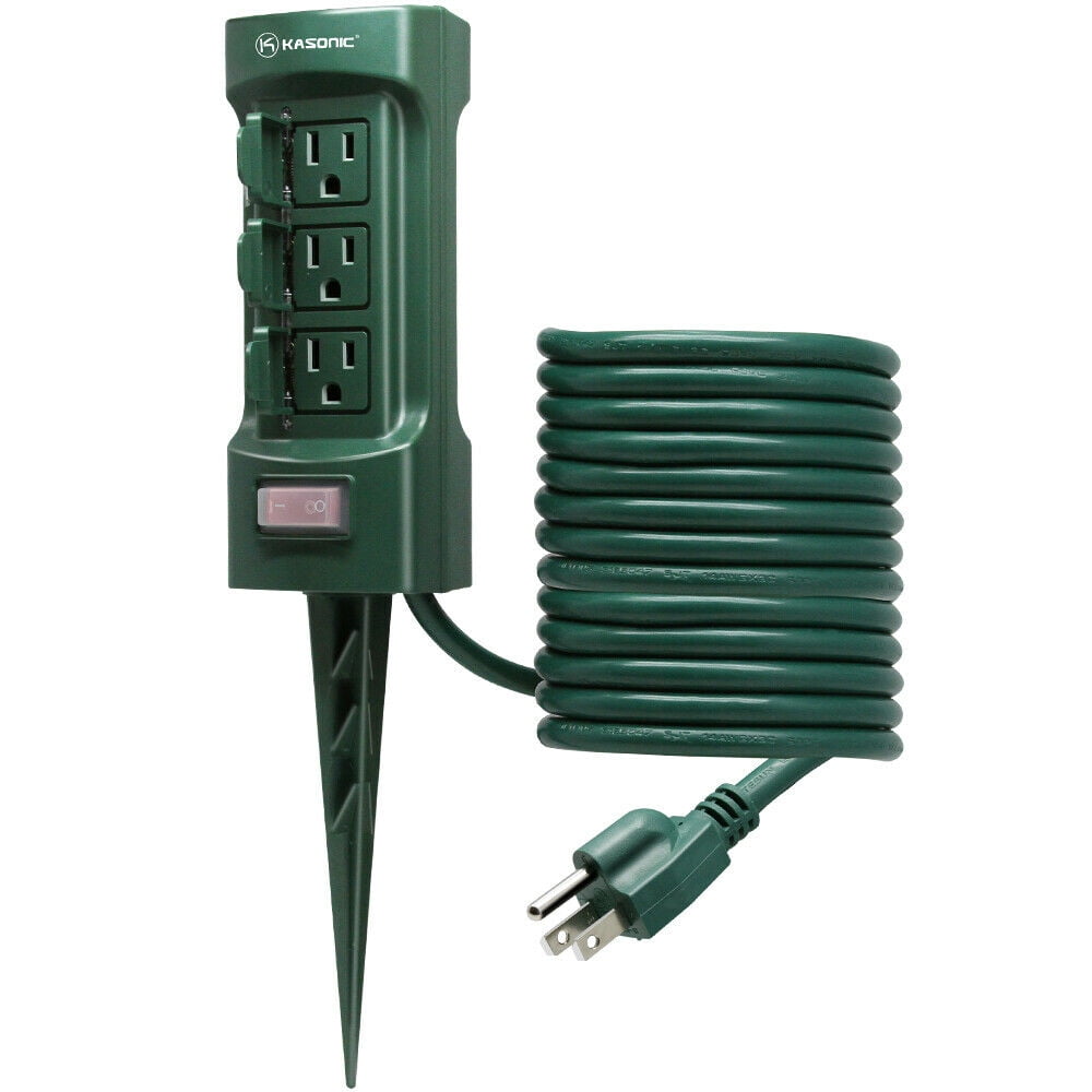 Outdoor Power Stake, 6Outlet Double Sided with Weatherproof Safety