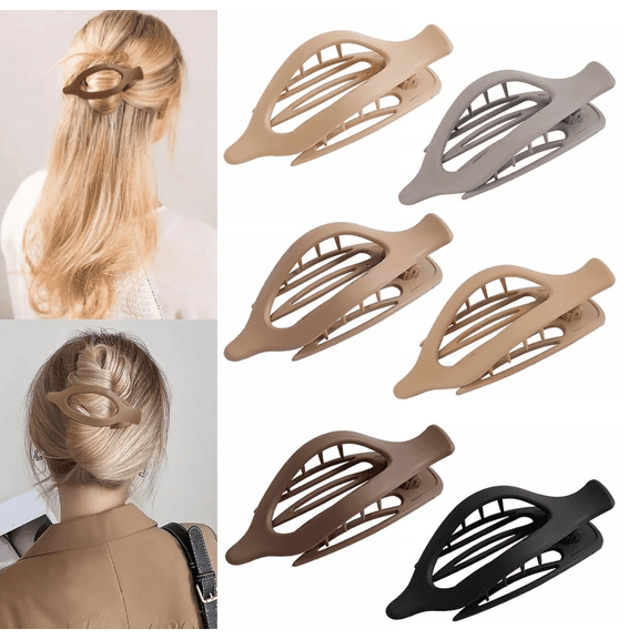 JuniShu Flat Hair Clips for Women, 6pcs Curved Side Slid Claw Clips for Thick Thin Hair, Strong Hold Alligator Hair Clips No Slip Grip Matte Neutral Hair Accessories for Women Girls,color,6pcs