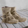 thumbnail image 4 of adviicd Womens Boots Low Heel Size 10 Fringe Fashion Women's Toe Shoes Short Round Casual Retro Boots Flat women's, 4 of 5