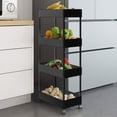 thumbnail image 2 of 4 Tier Storage Cart Slim Slide Out Storage Utility Trolley Cart with Wheels Tower Rack Shelf for Kitchen Bathroom Laundry Narrow Places, 2 of 10