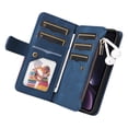 thumbnail image 4 of Multifunctional Case for iPhone XR,[RFID Blocking] 9 Credit Cards Holder with Wrist Strap, Premium PU Leather Zipper Wallet Purse Magnetic Flip Phone Cover For iPhone XR, Blue, 4 of 12
