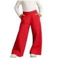 thumbnail image 2 of NAISIBABY Girls Sweatpants, with Pockets Wide Leg Banded Waist Baggy Fit Fashion Casual Pants Red 6T, 2 of 3