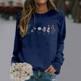 thumbnail image 2 of Arlun Crewneck Sweatshirts Womens Trendy Floral Printed Soft Comfortable Long Sleeve Hoodless Tops 2025 Fall Winter Baggy Drop Shoulder Pullovers Dark Blue L, 2 of 4