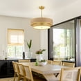 thumbnail image 4 of Gold Woven Rattan Linen Semi Flush Mount Ceiling Light Modern Boho Drum Lamp for Bedroom Kitchen Dining Room Living Room Hallway Entryway Farmhouse Chandelier, 4 of 9