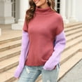 thumbnail image 5 of Lilgiuy Women Patchwork Fashion Knitwear Color Matching Long Sleeved High Neck Pullover Sweater for Leggings Jeans or Shorts, 5 of 5