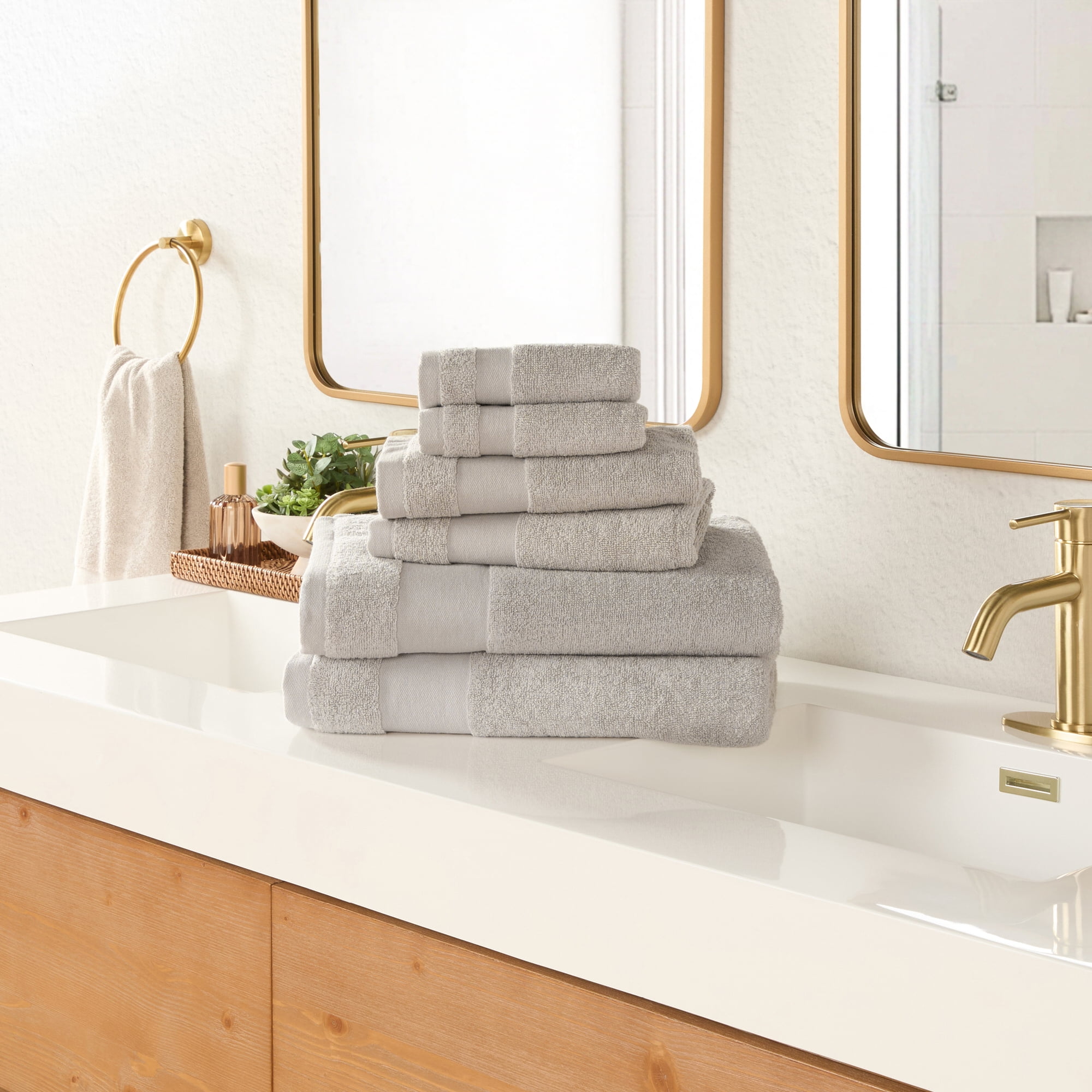 6-Pack Bathroom Essentials Bath Towel Set in Light Gray - Soft and Absorbent for Quick Drying by Comfort Canopy