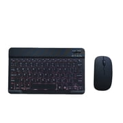 Bluetooth Keyboard and Mouse Combo for iPad - Rechargeable Wireless Keyboard & Mouse with 7-Color Backlit Compatible with iPad 9th/8th Gen, iPad Pro/Air/Mini, iPhone14/13/12 Pro,black-E