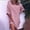 Pink, variant on TAGOLD Womens 2023 Summer Dresses,Women's Summer Fashion Casual Solid Color Mid-Sleeve Cotton Linen Slit Dress