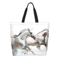 thumbnail image 1 of Disketp Running White Horses Bolsa Tote Estampada para Mujer, Bolso de Hombro y de Mano para Compras y Viajes, 1 of 8