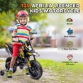 thumbnail image 4 of Qaba 12V Aprilia Licenced Electric Motorcycle, Kids Dirt Bike, Yellow, 4 of 10