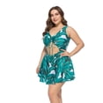 thumbnail image 4 of Plus Size Floral Print Halter Swimwear One Piece Pin up Tankini Swimwear, 4 of 5