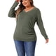 thumbnail image 1 of Blusas de manga larga de talla grande GRACE & GRANDEUR para mujeres, con cuello en V, decoradas con botones y fruncidos, 1 of 1