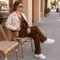 thumbnail image 6 of Womens 2 Piece Matching Lounge Sweat Sets Fall Outfits Airport Travel Outfits Coffee 2XL, 6 of 7