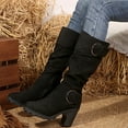 thumbnail image 5 of Fnooota Womens Knee High Boots, Zipper Fashion Non Slip Mid-heel Winter Boots Black Size 8.5, 5 of 9