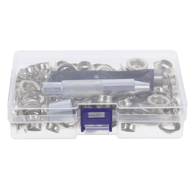 HLONK 100 Sets Grommet Eyelets Tool Kit Grommet Setting Tool and Eyelets with Setting Tools and Storage Box Multi-Purpose Grommet Punch Kit for Various Projects