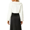 thumbnail image 3 of INSPIRE CHIC Women's Faux Fur Bolero Shrug Crop Jacket Evening Bow Tie Front Fluffy Coat 3XL White, 3 of 6