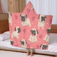 thumbnail image 5 of Pug and Love Heart Hooded Bath Towel，60"x35" for Ages 3 To 12 Kids, Quick Dry Lightweight Soft Microfiber Hood Beach Towel Cover Up for Kids, 5 of 7