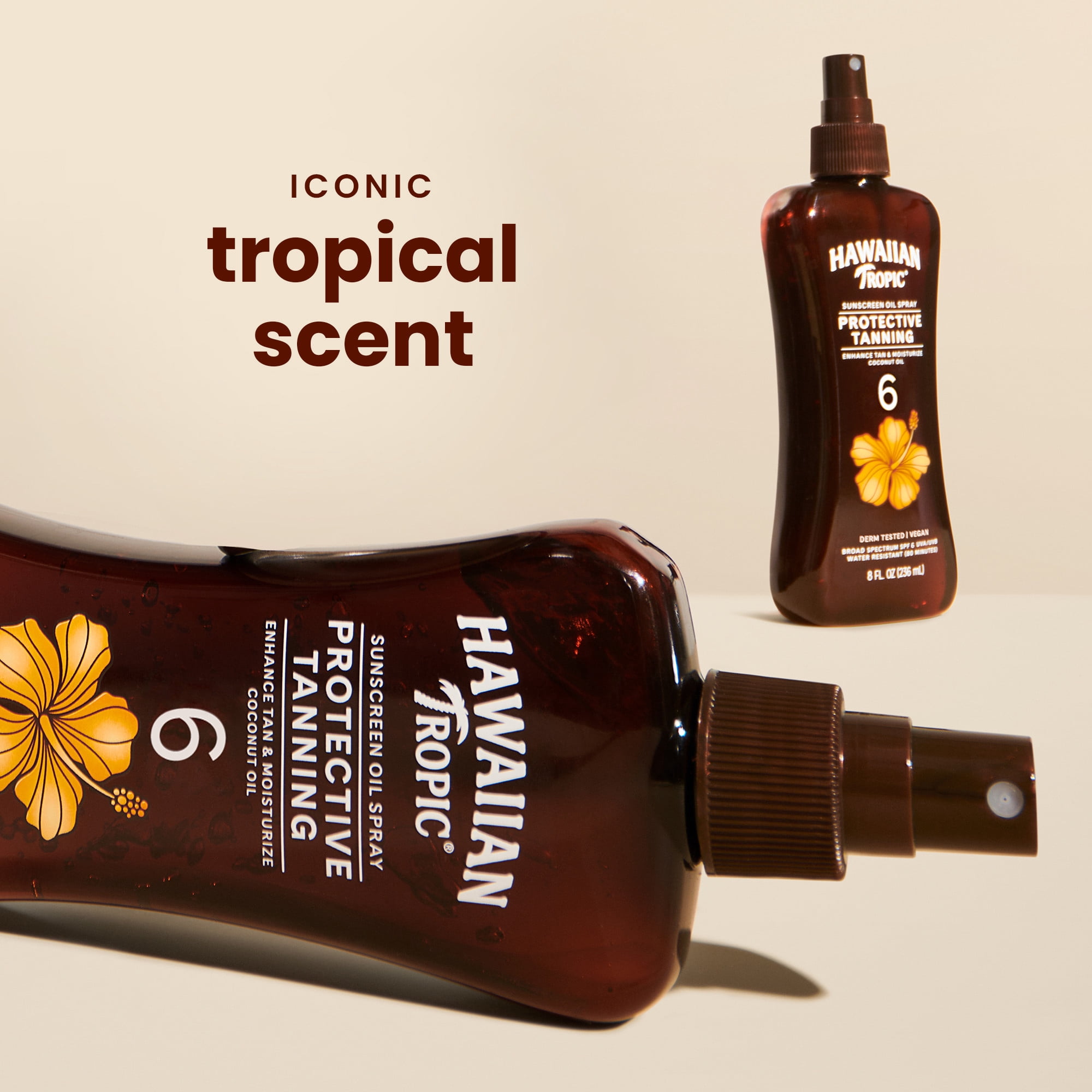 Hawaiian Tropic Island Tanning Sunscreen Oil Spray, SPF 6, Moisturize Coconut Oil, 8 FL OZ
