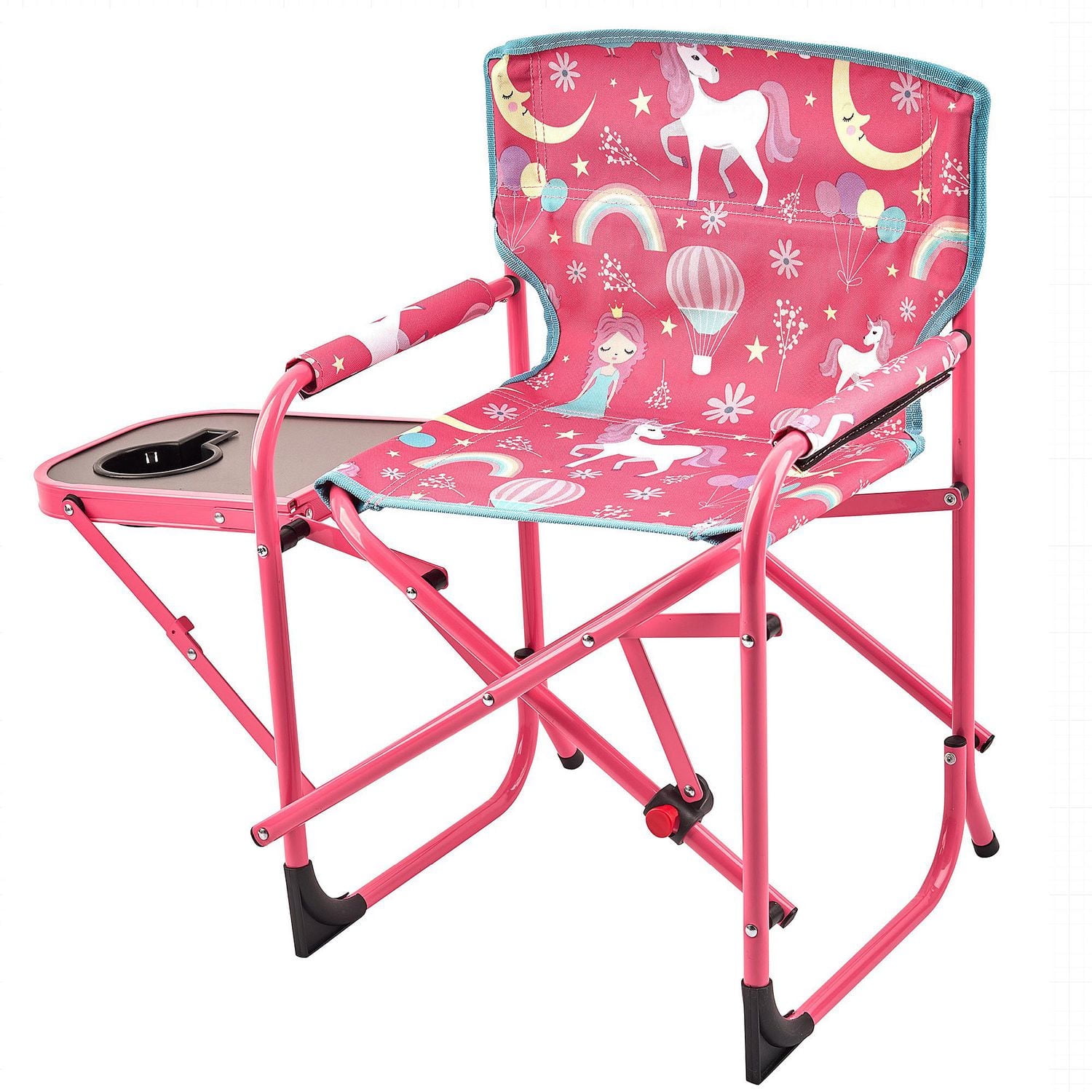 Ozark Trail Kids Director Chair with Side Table, 125lbs Weight Capacity, Blue, Table for Food or Snacks with Cup Holder
