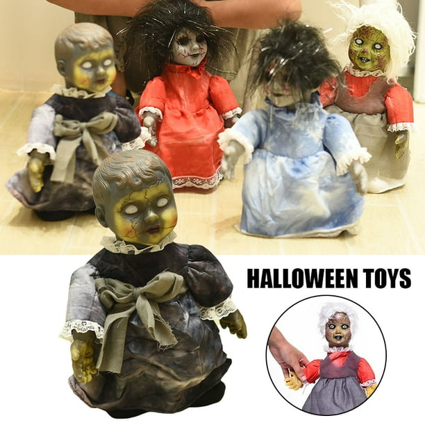 CAROOTU Halloween Creepy Doll with Shining Eyes Sounding Walking Doll for Horror Halloween Decoration Party Suppies Kids Gift